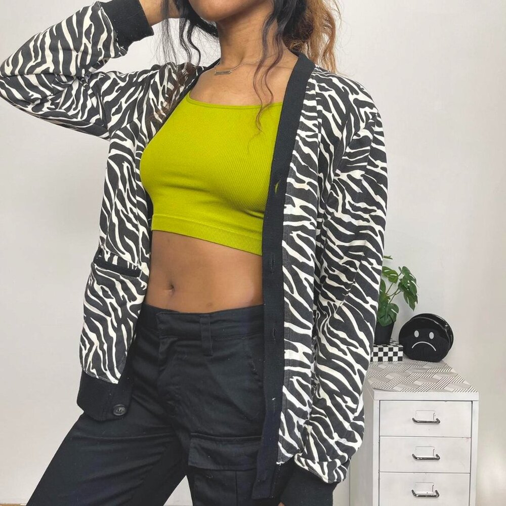 Mishka NYC Black and white zebra print Cardigan